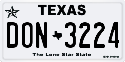 TX license plate DON3224