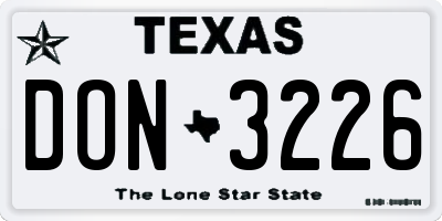 TX license plate DON3226
