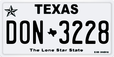 TX license plate DON3228