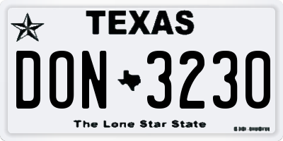 TX license plate DON3230