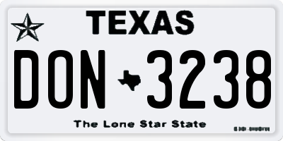 TX license plate DON3238