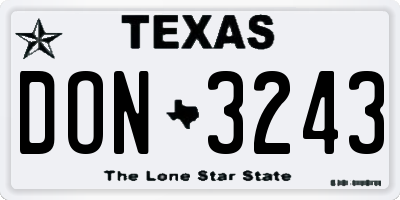 TX license plate DON3243