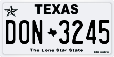 TX license plate DON3245