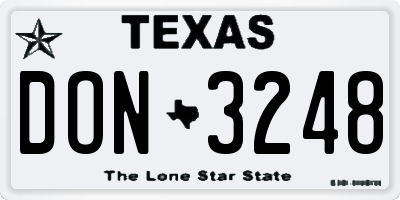 TX license plate DON3248