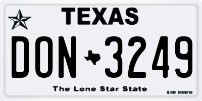 TX license plate DON3249