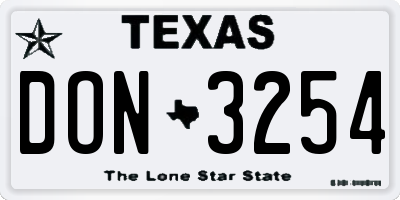 TX license plate DON3254