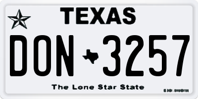 TX license plate DON3257