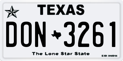 TX license plate DON3261