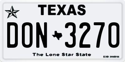 TX license plate DON3270