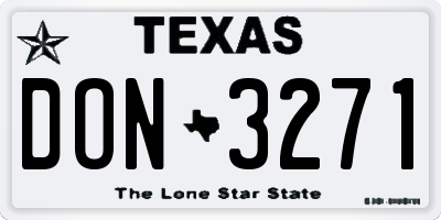 TX license plate DON3271