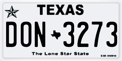 TX license plate DON3273