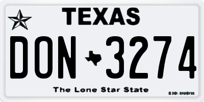 TX license plate DON3274