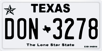 TX license plate DON3278