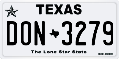 TX license plate DON3279