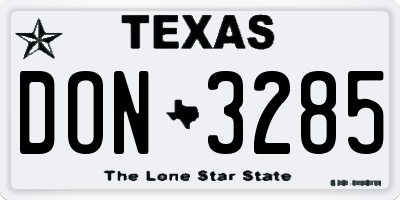 TX license plate DON3285