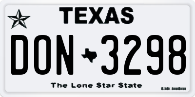 TX license plate DON3298