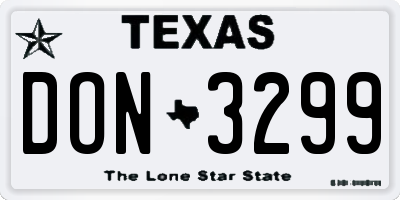 TX license plate DON3299
