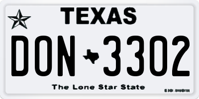 TX license plate DON3302