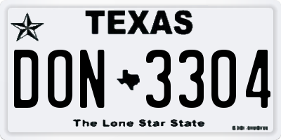 TX license plate DON3304
