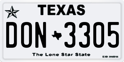 TX license plate DON3305