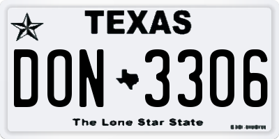 TX license plate DON3306
