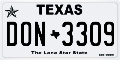 TX license plate DON3309