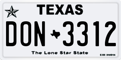 TX license plate DON3312