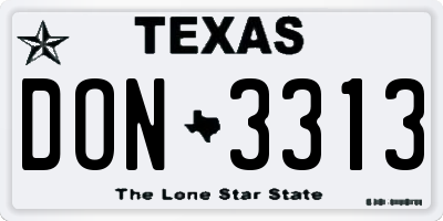 TX license plate DON3313