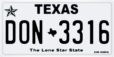 TX license plate DON3316