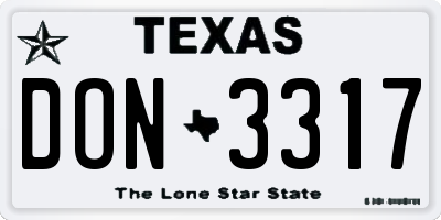 TX license plate DON3317