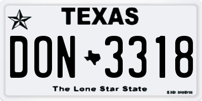 TX license plate DON3318
