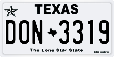 TX license plate DON3319