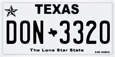 TX license plate DON3320