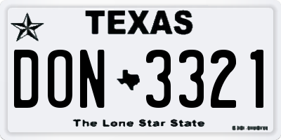 TX license plate DON3321