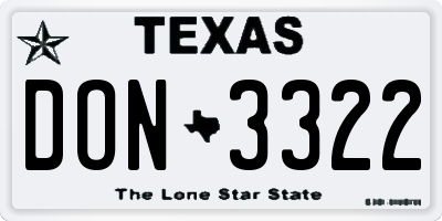 TX license plate DON3322