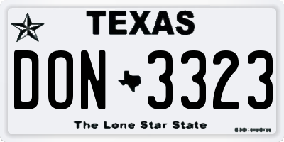 TX license plate DON3323
