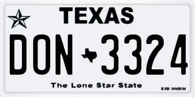 TX license plate DON3324