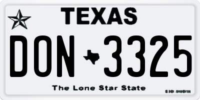 TX license plate DON3325