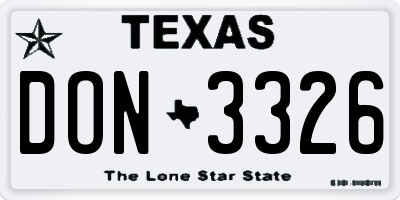 TX license plate DON3326