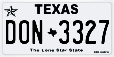TX license plate DON3327