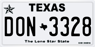 TX license plate DON3328