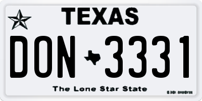 TX license plate DON3331