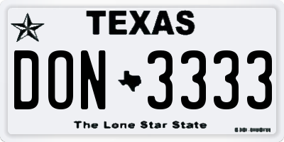 TX license plate DON3333