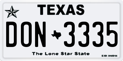 TX license plate DON3335