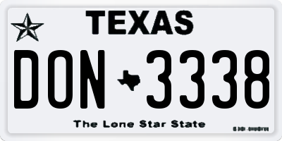 TX license plate DON3338