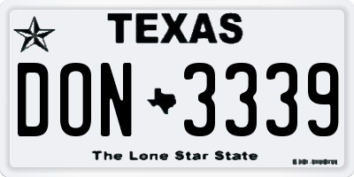 TX license plate DON3339