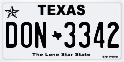 TX license plate DON3342