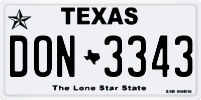 TX license plate DON3343