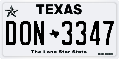 TX license plate DON3347