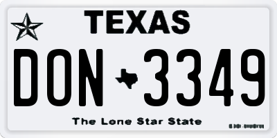 TX license plate DON3349